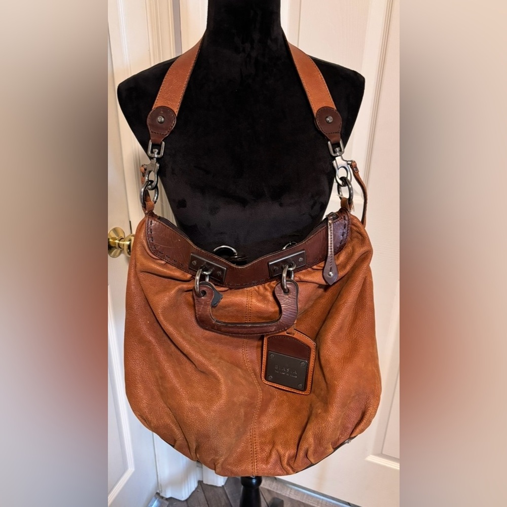Francesco Biasia Italian Leather Hobo Shoulder Bag Brown